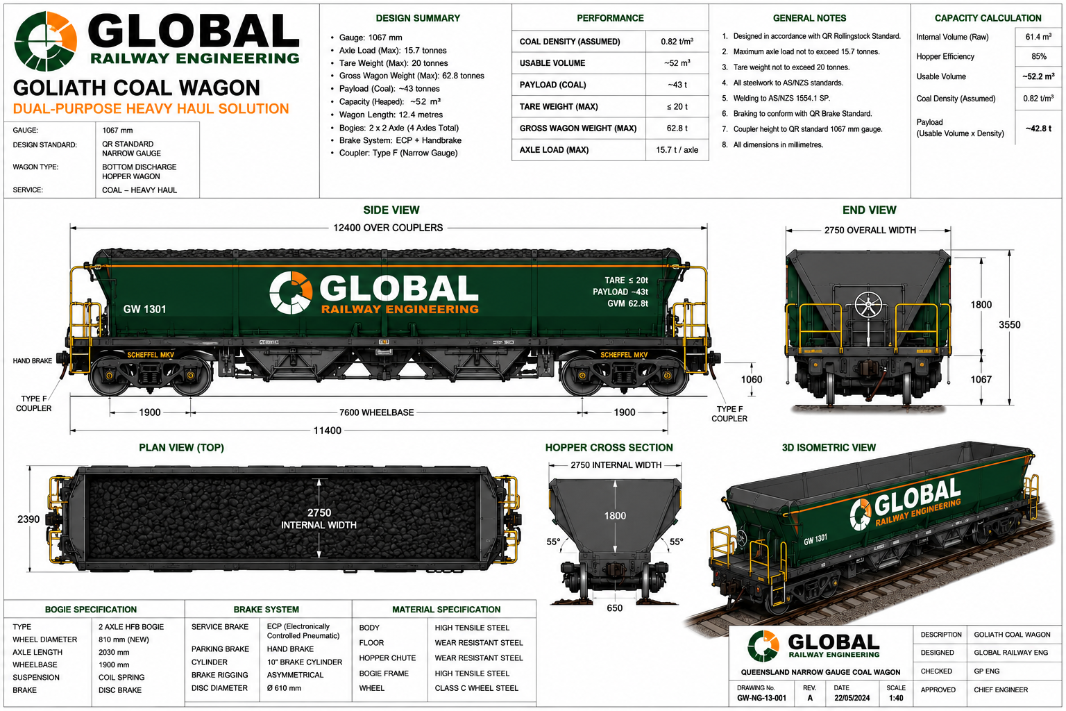 Bottom-discharge coal hopper wagon